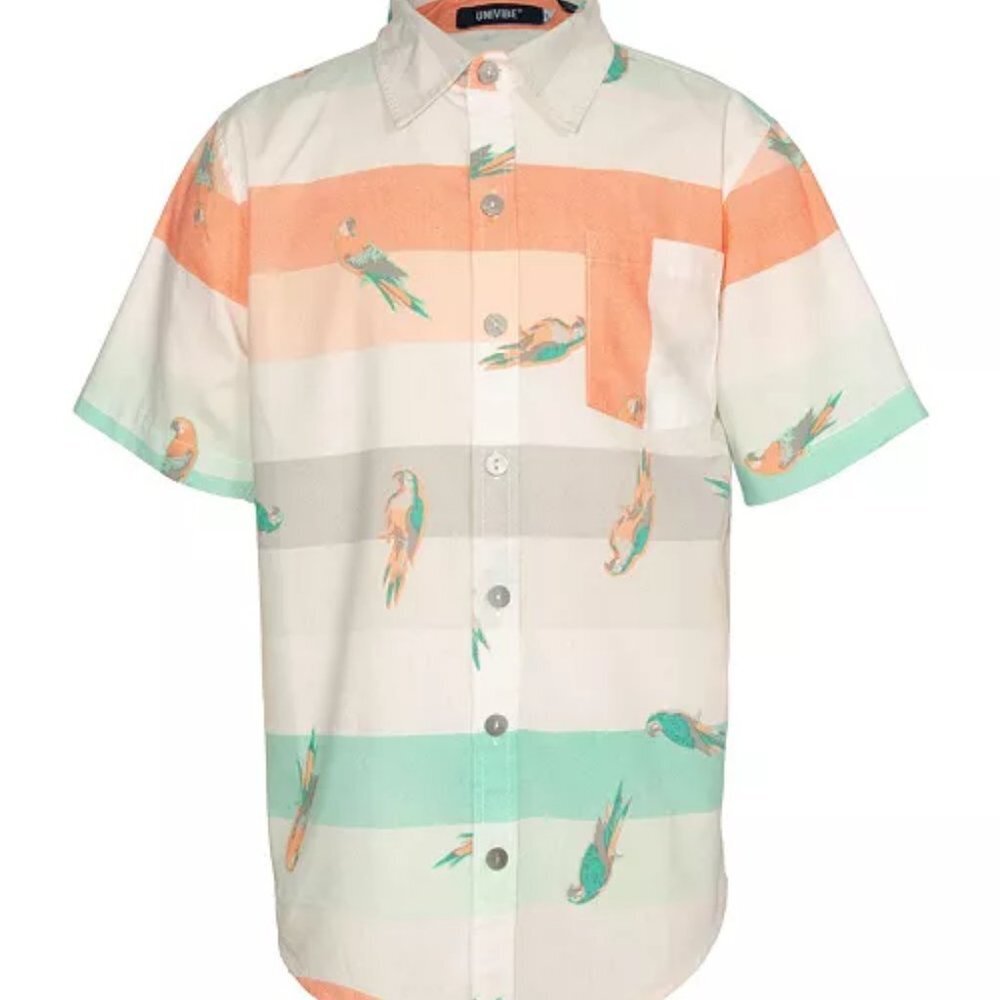 Univibe Big Boys Acadia Parrot Striped Shirt Size XLarge